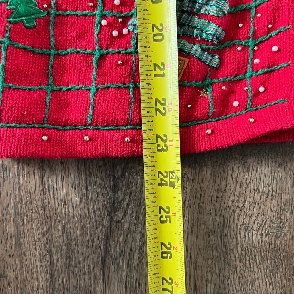 Vintage Studio Chrosmas Cardigan Sweater Womens Red Beaded Size Medium - Picture 7 of 10